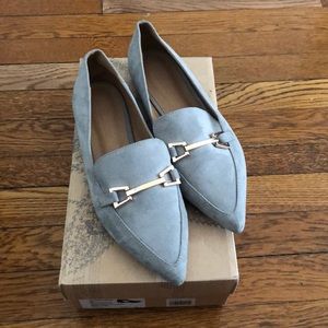 ASOS grey loafers with metal buckle detail